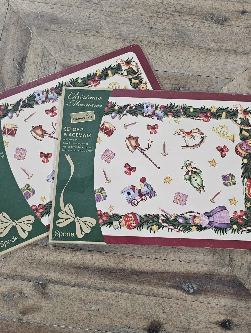 Spode Christmas Memories Set of 2 Red Trim Placemats